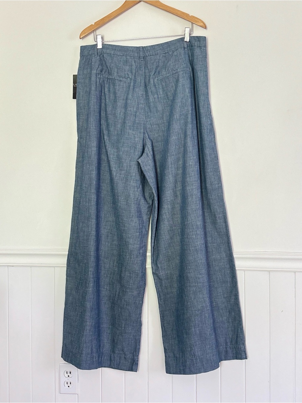 Lauren Ralph Lauren Pleated Chambray Wide Leg Pants Size 16 NEW Classic L64 - Picture 11 of 15